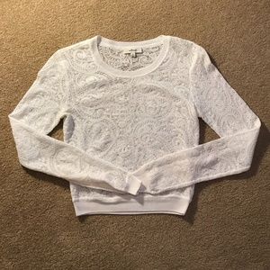 WILFRED BY ARITZIA White Lace Long Sleeve Crop Top